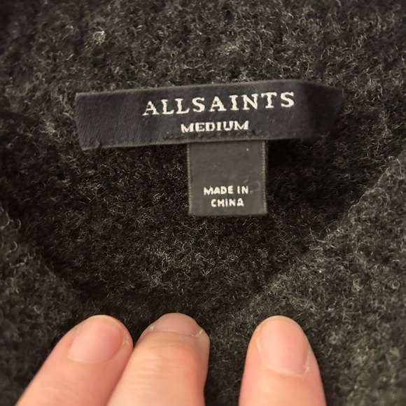 AllSaints Cropped Gray Wool Knit Sweater | Size Medium - Picture 8 of 8